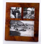 Of Motor Racing Interest, three small photographs of Sterling Moss one of them signed (not by