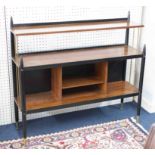 A retro 1950/60's G Plan Librenza teak and black painted bookcase, E. Gomme with three tiers,