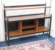 A retro 1950/60's G Plan Librenza teak and black painted bookcase, E. Gomme with three tiers,