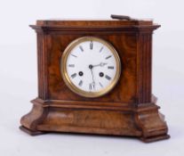 A 19th century walnut mantle clock, movement marked Roblin & Filsfreres, A.Paris, with gong strike
