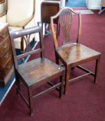 Two 19th Century oak framed side chairs with hard seats.