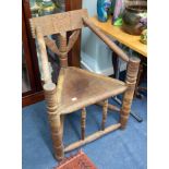 An antique oak 'turners' chair, height 86cm.