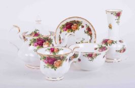 Royal Albert 'Old Country Roses' large collection to include cups and saucers, clock, cased