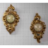 Two similar mid 20th century, Swedish gilt carved wood artel style Wall Clocks from Westerstrand,