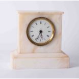 A French alabaster mantel clock, the movement signed Brevete, A. Paris, the dial signed Collet,