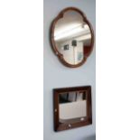 A 19th century rosewood framed mirror, 45cm x 46cm and a walnut framed shaped mirror (2).