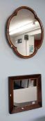 A 19th century rosewood framed mirror, 45cm x 46cm and a walnut framed shaped mirror (2).