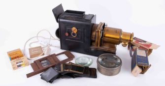 A 19th Century magic lantern (please note there is no fan with this lantern) and some slides.