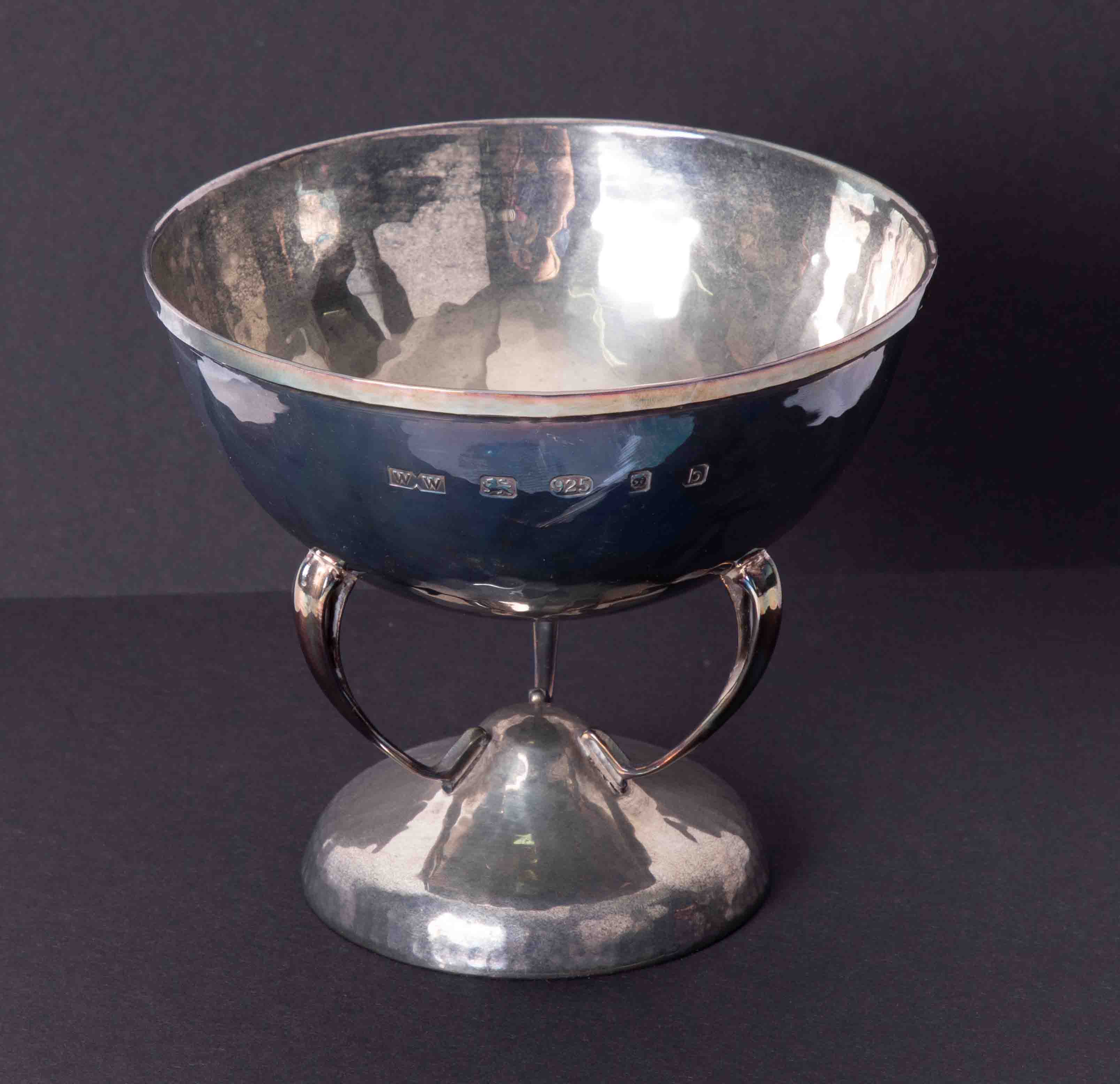 A modern silver Arts & Crafts style stem dish by Whitehall, approx. 7.4oz, height 11cm.