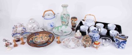 A 20th Century Oriental porcelain tea service on tray together with various other Oriental porcelain