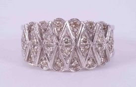 A 9ct white gold ring set with approx. 0.40 carats of small round brilliant cut diamonds, 4.66g,