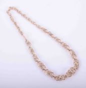 A 9ct yellow gold 18" fancy plain & woven link necklace, 46.44g.