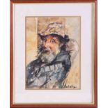 Robert Lenkiewicz (1941-2002) watercolour 'Cyril', signed, 29cm x 22cm, framed and glazed.
