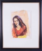 Robert Lenkiewicz (1941-2002) 'Megan Clay' watercolour, signed and titled, 28cm x 21cm