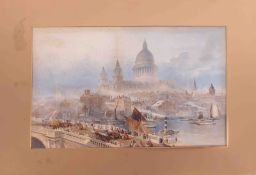 In the manner of David Roberts, a print 'View Of Blackfriars Bridge and St Pauls Cathedral