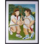 Beryl Cook (1926-2008) 'Anyone For Tennis', signed limited edition print 255/300, issued in 1990,