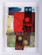 Glyn Williams, 'Dominant Red' abstract relief, September 2014, 39cm x 26cm, framed.