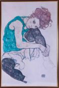 Egon Schiele (1890-1918) 'Sitting Women' print, 81cm x 54cm, framed and glazed.