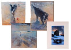 Richard Lannowe Hall, 'Black' Feb. 08 with two others including Andrew Ray 'Winters Sunset' print,