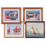 Collection of pictures including L Bruce. Chapman oil on canvas 'Boats at Sea', Sally Beck '