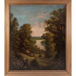 J.Lewis, oil on canvas 'View Of The Lake' signed, 63cm x 54cm, framed.