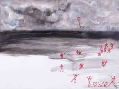 Julie Beer, 'All You Need Is Love', acrylic and spray paint on board, 45cm x 60cm, unframed. This