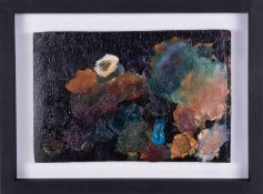 An original artist palette from the studio of Robert Lenkiewicz cleaned, restored and framed, 21cm x