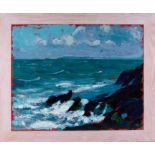 Brian Pickering, 'Stormy Sea, St Ives' oil on board, 61cm x 76cm, framed.