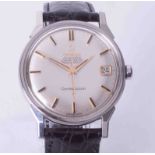 Omega, a gents stainless steel automatic chronometer Constellation wrist watch with date, silvered