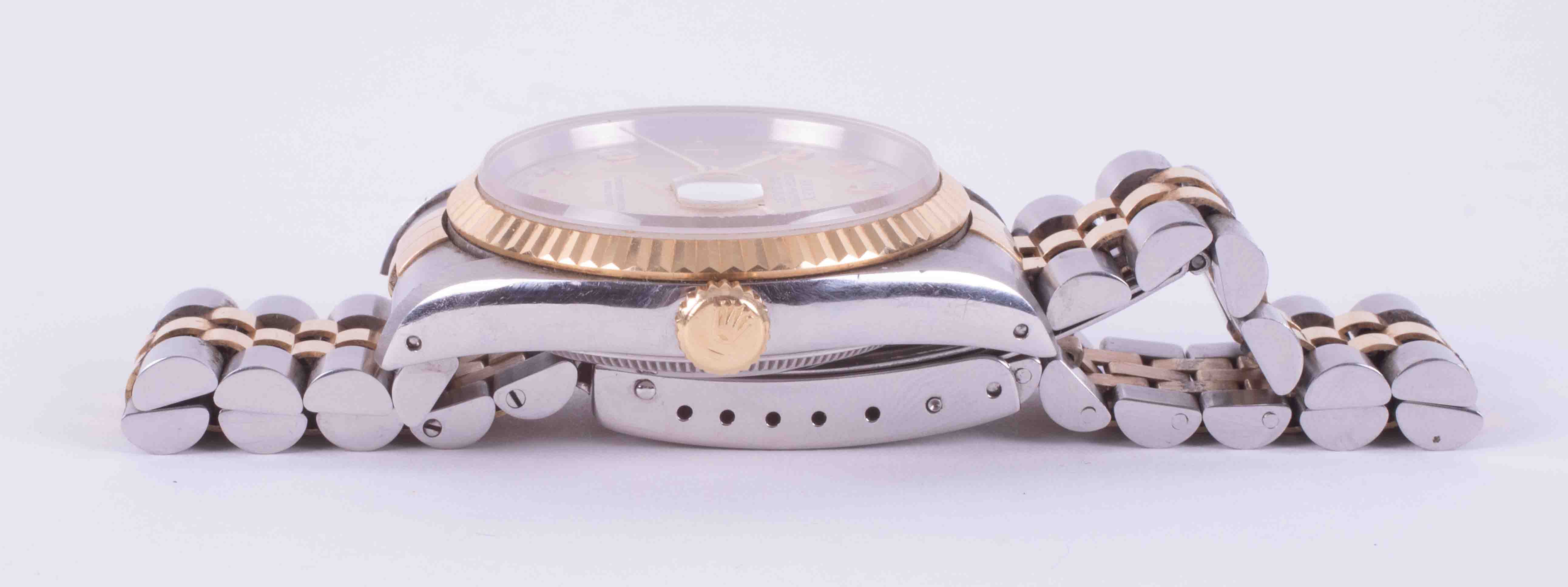 Rolex, a gents bi-metal chronometer datejust wristwatch circa 1991/1992, a full arabic - Image 5 of 7