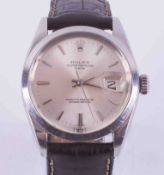Rolex, a 1960's gents stainless steel Oyster Perpetual Date wristwatch, automatic, with black