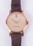 Jaeger-Le-Coultre, an 18ct yellow gold ladies manual wind wristwatch, numbers on back