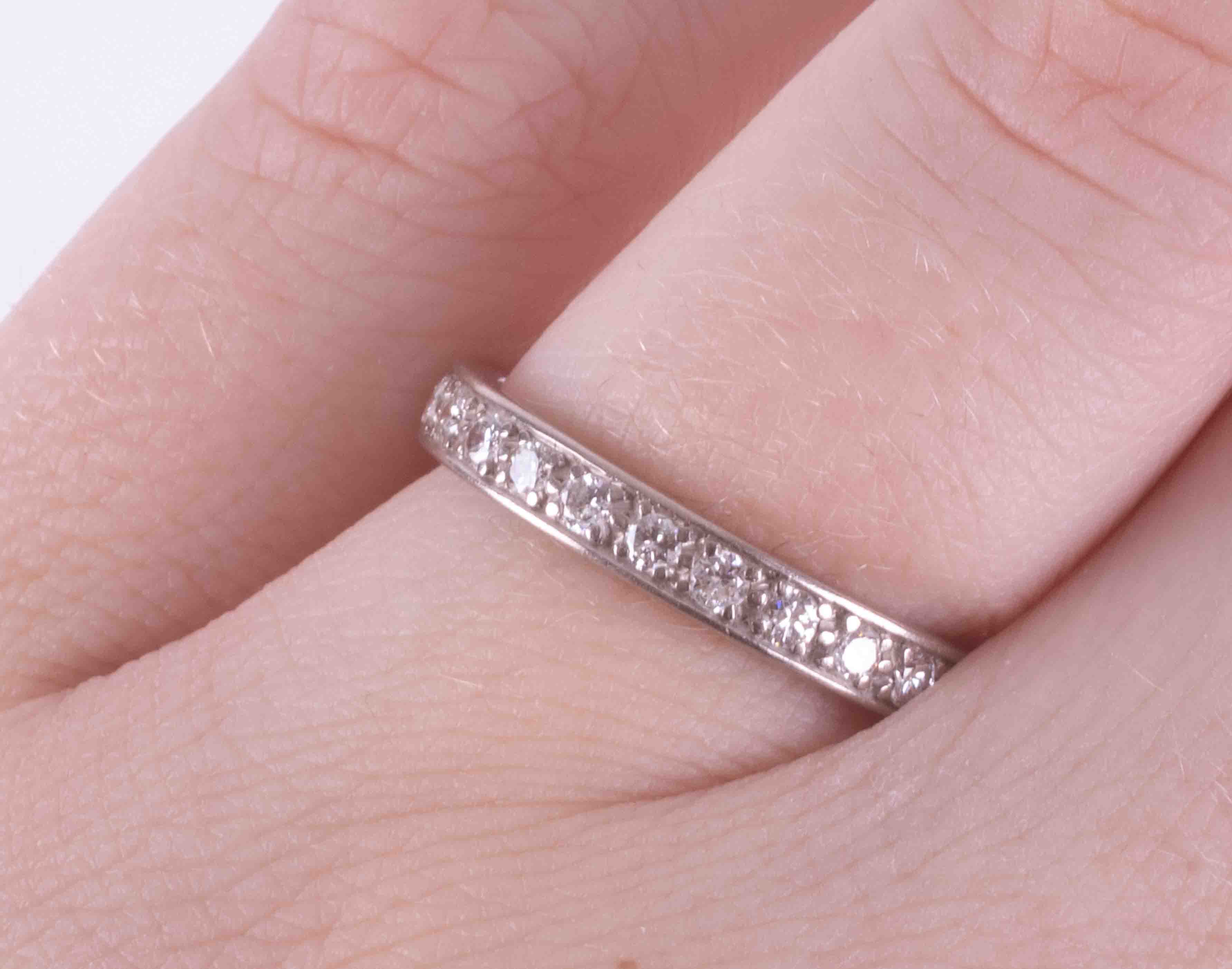 An 18ct white gold? (no hallmark & not tested) full eternity set with small round brilliant cut - Image 2 of 2
