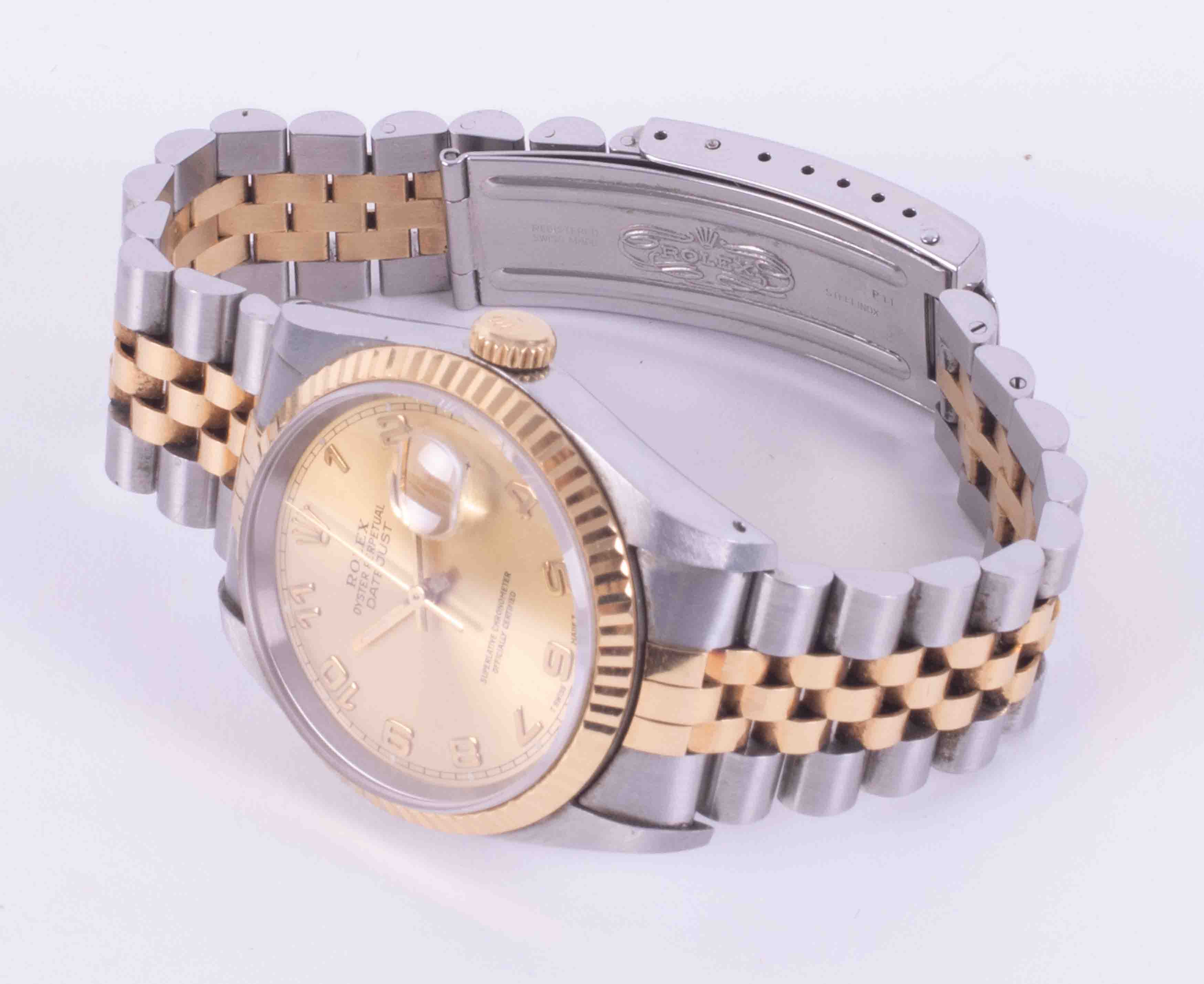 Rolex, a gents bi-metal chronometer datejust wristwatch circa 1991/1992, a full arabic - Image 7 of 7