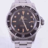 Rolex, model 5513, circa 1965, a gents Submariner Oyster Perpetual wristwatch, the dial marked 200m