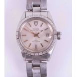 Tudor, a ladies vintage stainless steel Tudor Princess Oyster Date, Rotor Self Winding (the watch is