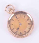 A 14k yellow gold ladies ornate pocket watch.