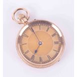 A 14k yellow gold ladies ornate pocket watch.