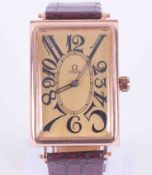 Omega, a gents 14k rose gold 1935 Tonneau wristwatch, number 8892329, movement calibre 26.5 (s)-