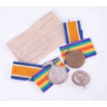A pair of WW1 medals awarded to 3162 PTE.P.T.PEARCE.'D.of .CORN.L.I (Duke of Cornwall)'.