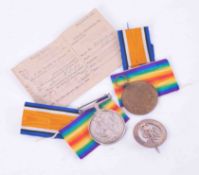 A pair of WW1 medals awarded to 3162 PTE.P.T.PEARCE.'D.of .CORN.L.I (Duke of Cornwall)'.