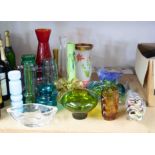 A collection of mixed glass to include Arthur Percy bottle vase, Murano large fish etc.