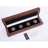 The London Mint British Empire gold four piece sovereign set 1900-1903, boxed with outer box.