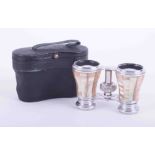 Mappin & Webb, mother of pearl opera glasses, boxed.