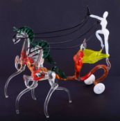 A 20th century Venetian glass chariot, 18cm height.