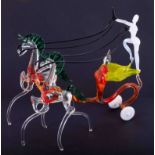 A 20th century Venetian glass chariot, 18cm height.