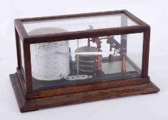 Negretti & Zambra, London, oak cased barograph with plaque, weather forecast, storm graph chart,