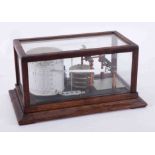 Negretti & Zambra, London, oak cased barograph with plaque, weather forecast, storm graph chart,