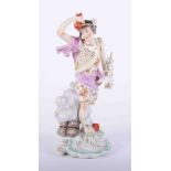 A 19th Century porcelain figure of Mercury with gold anchor back stamp, height 29cm.