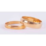 Two 22ct gold wedding bands, 6.1g.